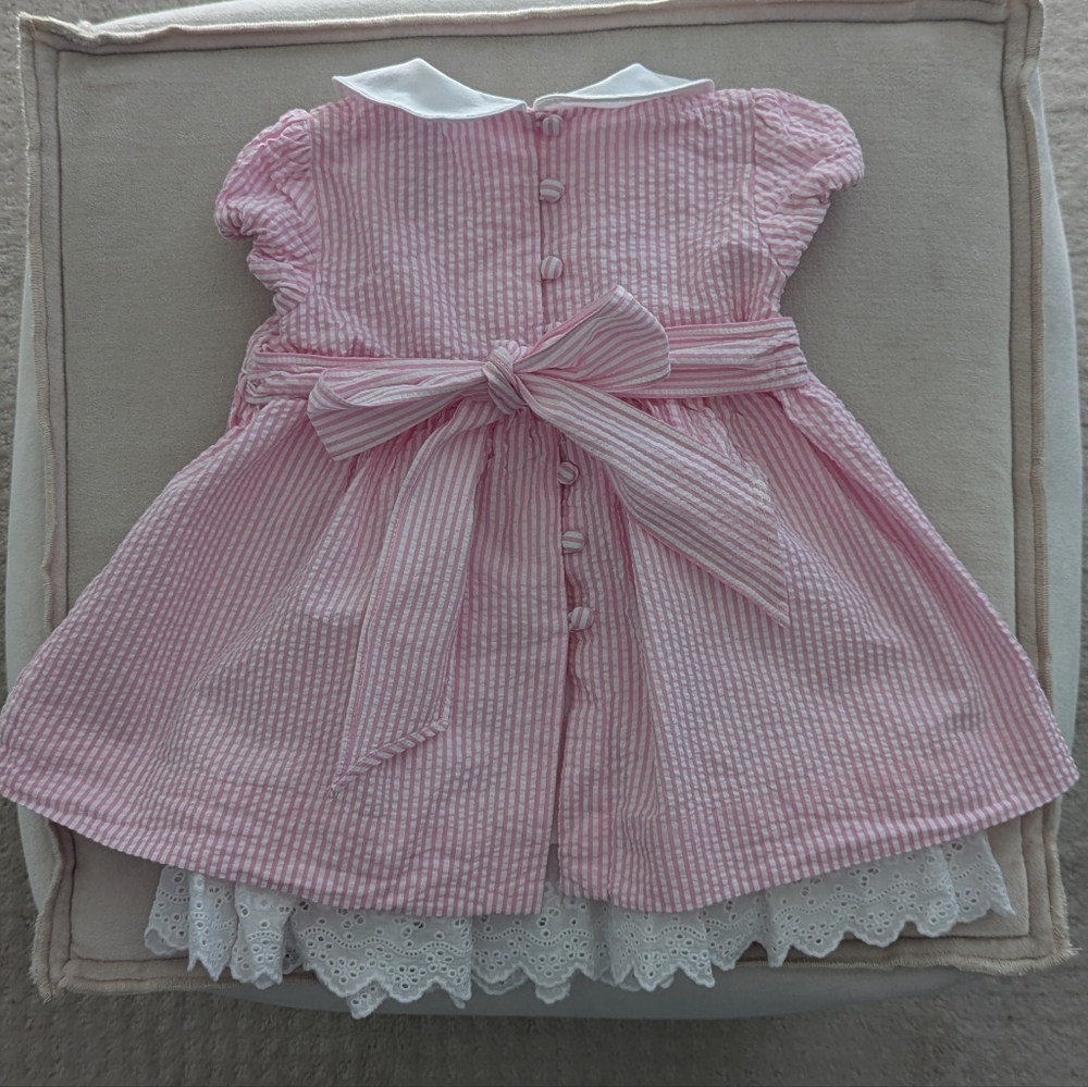 Ralph Lauren | Pink White Striped Special Occasion Summer Dress 6m EUC - Picture 4 of 7